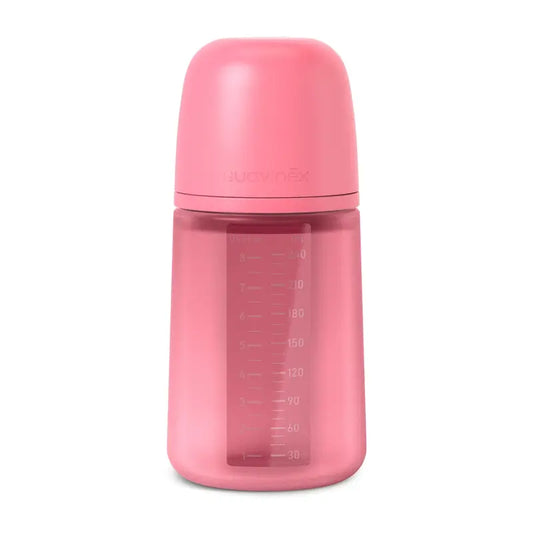Suavinex silikónová fľaša 240 ml, stredný prietok (M), od 3 mesiacov, fuchsiová