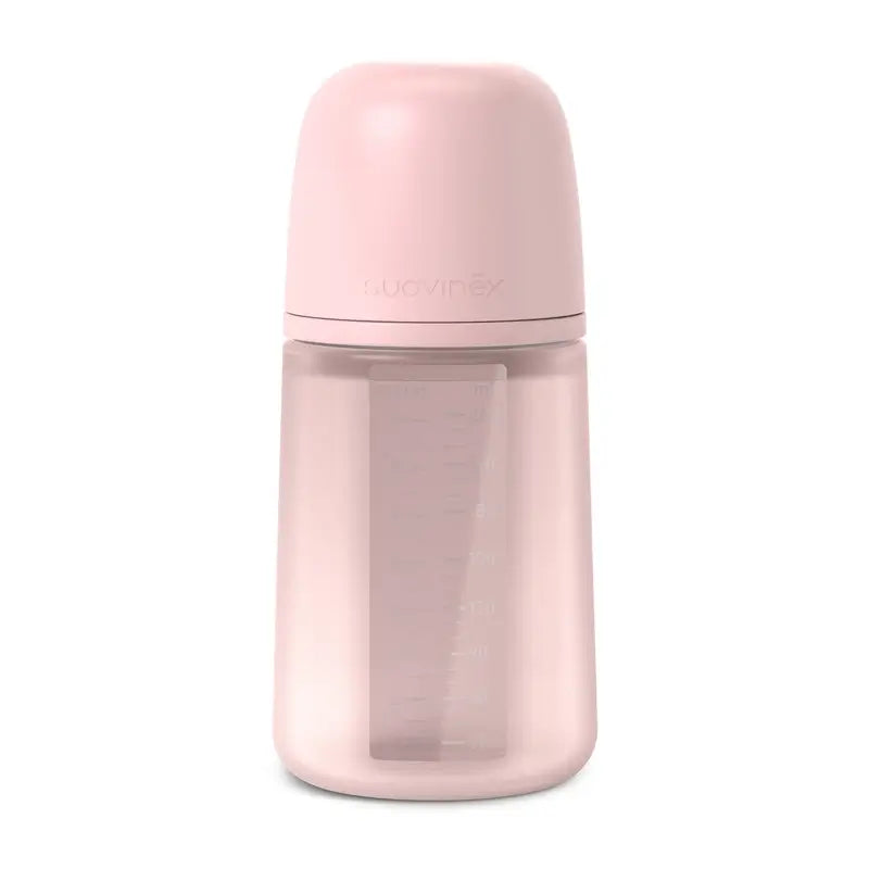 Suavinex Silikónová fľaša 240 ml, stredný prietok (M), od 3 mesiacov, Rosewater