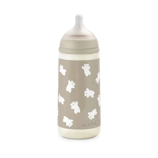 Suavinex Fľaša s cumlíkom Sx Pro s pomalým prietokom (L) – od 6 mesiacov, Wild&Free, béžová, 360 ml