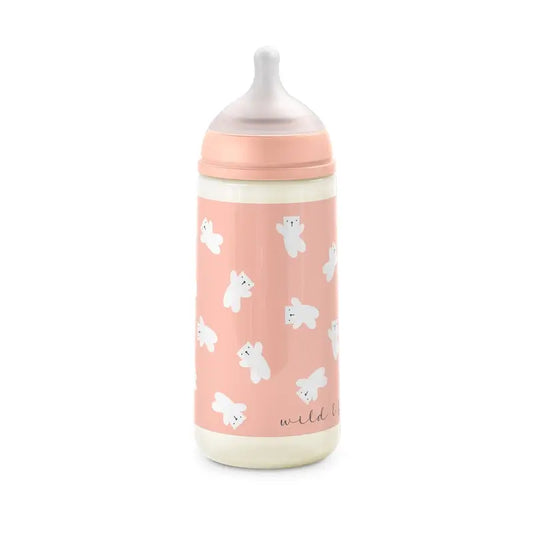 Suavinex Fľaša s cumlíkom Sx Pro s hustým prietokom (L) +6 mesiacov Wild&Free ružová, 360 ml
