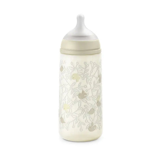 Suavinex Kŕmna fľaša s cumlíkom Sx Pro s hustým prietokom (L) +6 mesiacov Birdies Beige, 360 ml