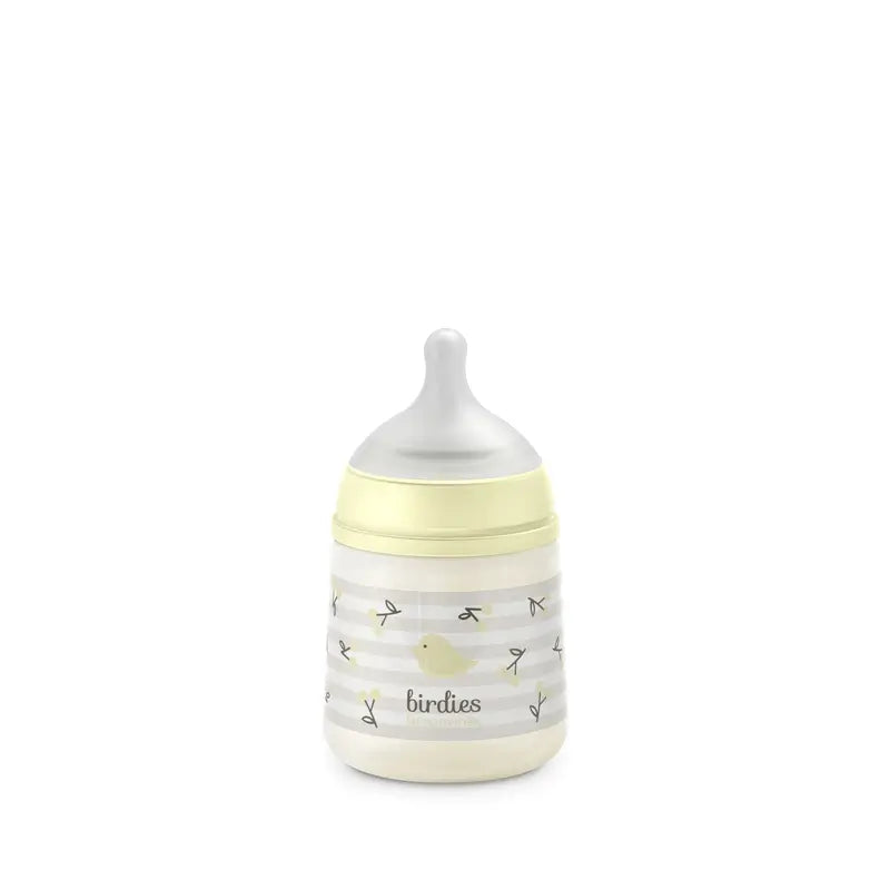 Suavinex Fľaša s cumlíkom Sx Pro s pomalým prietokom (S) +0 mesiacov, Birdies, béžová, 150 ml