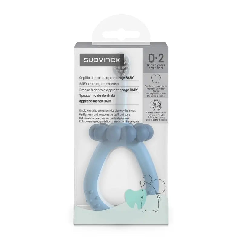 Suavinex – detská zubná kefka pre deti od 0 do 2 rokov, modrá