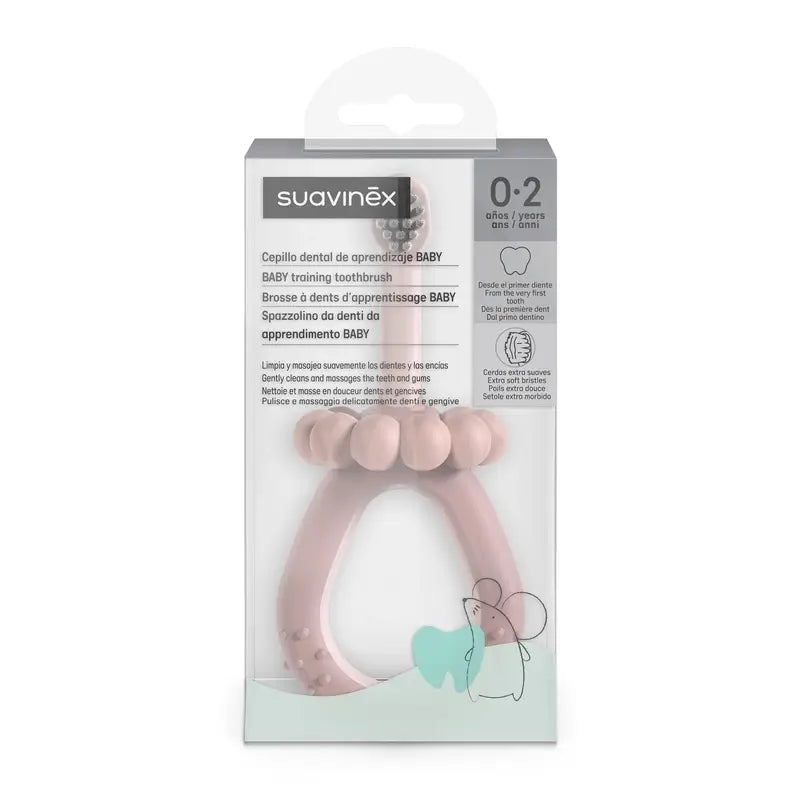 Suavinex – detská zubná kefka pre deti od 0 do 2 rokov, ružová