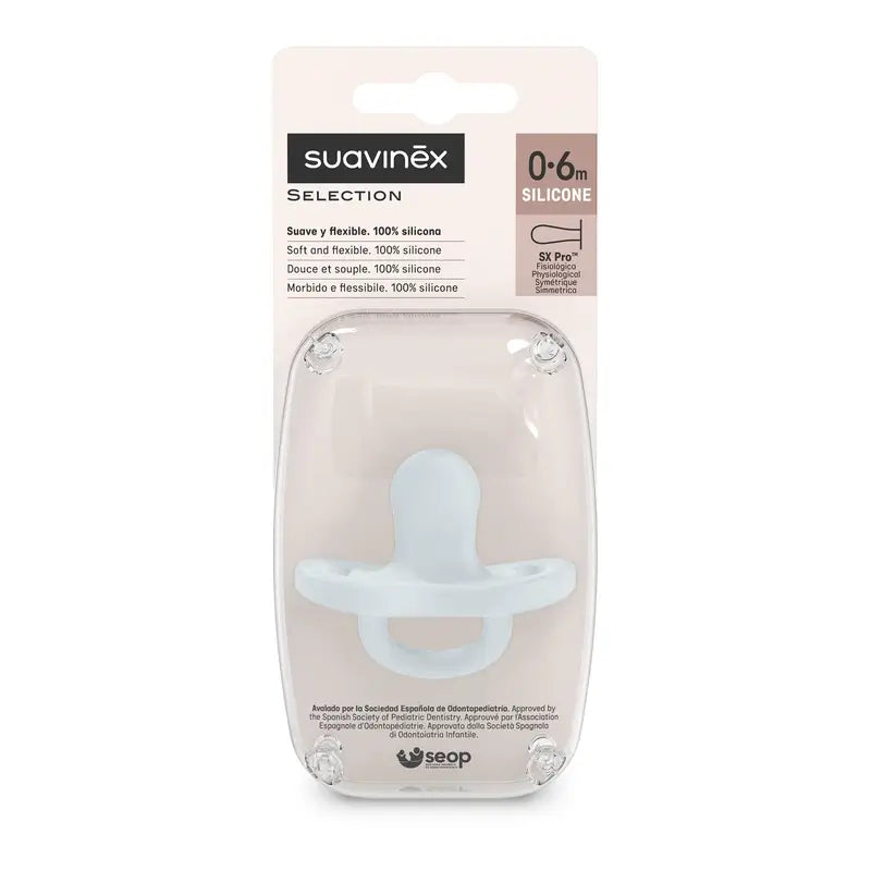 Suavinex cumlík, celosilikónový, fyziologický, Sx Pro, 0–6 mesiacov, Ballad Blue