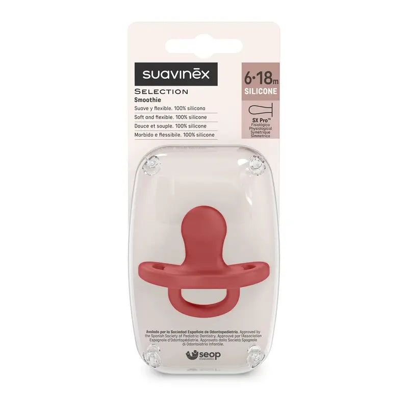 Suavinex cumlík – celosilikónový, fyziologický, Sx Pro, 6–18 mesiacov, Chili Pepper