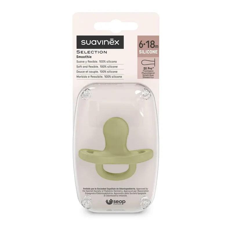 Suavinex cumlík, celosilikónový, fyziologický, Sx Pro, 6–18 mesiacov, Turtle Green