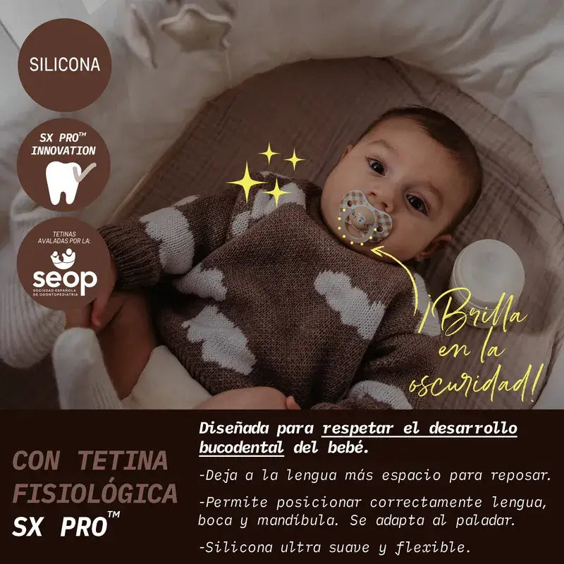 Suavinex Nočné cumlíky Night & Day, savička Sx Pro, 6–18 mesiacov, ružové, 2 ks
