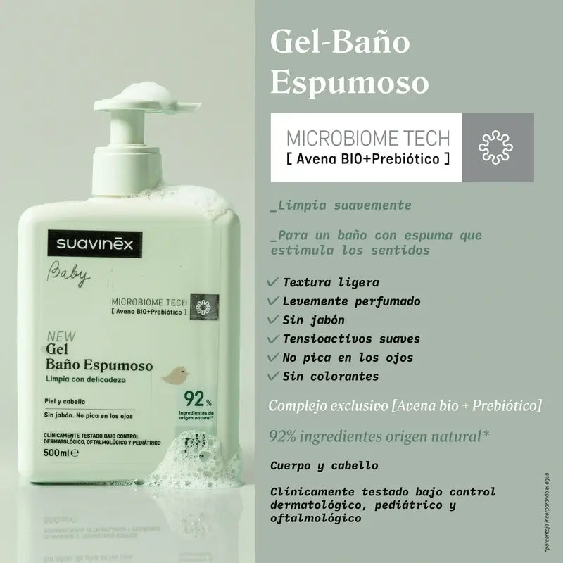 Suavinex Gel – penová kúpeľová zmes pre dojčatá, 750 ml