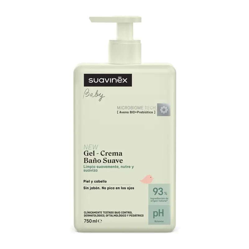 Suavinex Gel – jemný kúpeľový krém pre bábätká, 750 ml