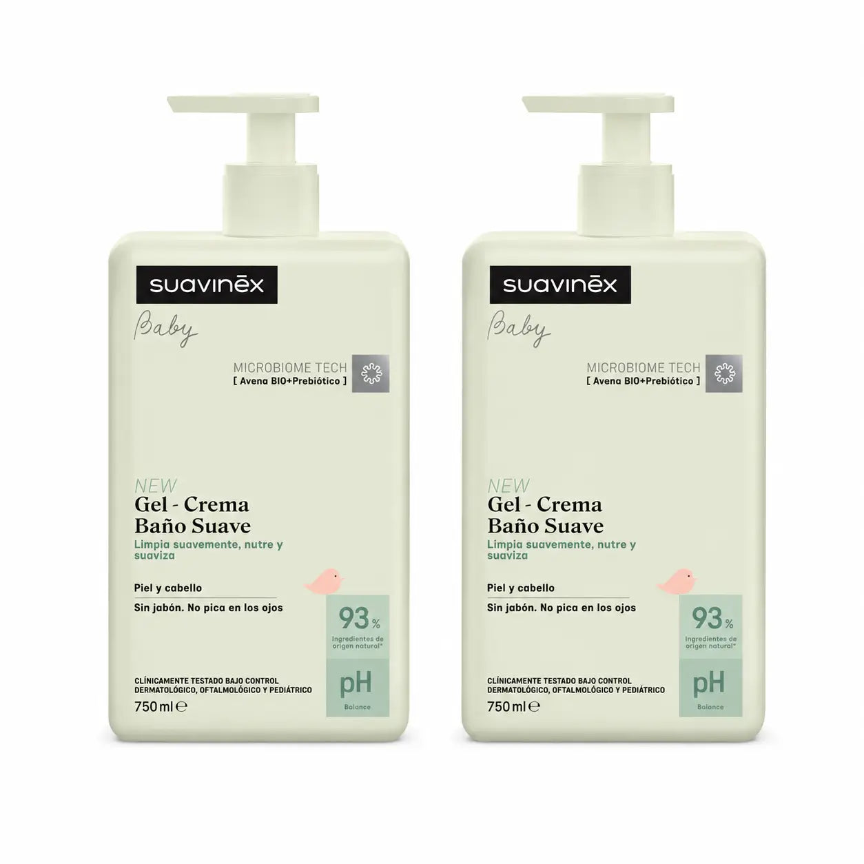 Suavinex Gel – jemný kúpeľový krém pre bábätká, 750 ml, balenie po 2 ks