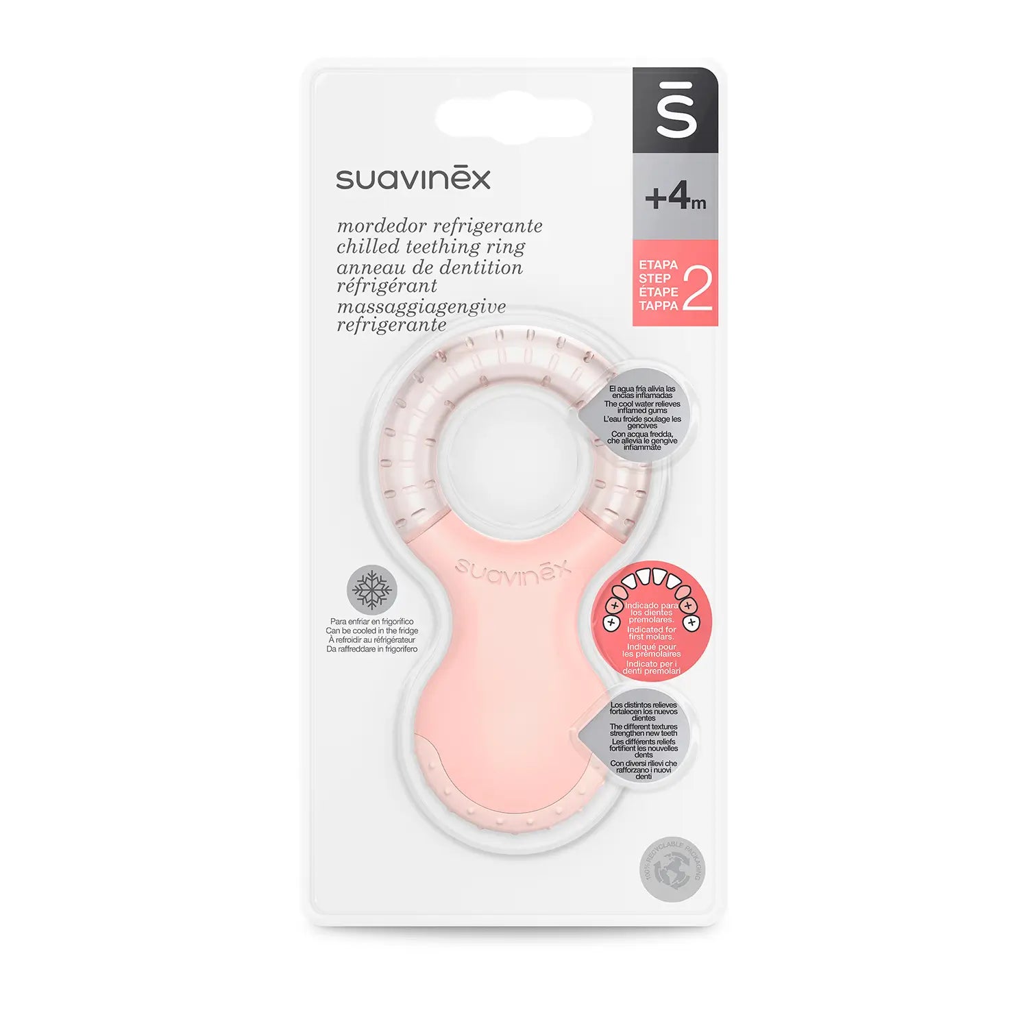 Suavinex Chladiaci hryzátko +4 mesiace, ružová 