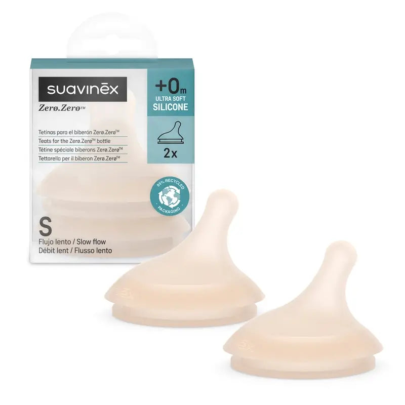Suavinex balenie 2 cumlíkov Zero Zero s pomalým prietokom (S), +0 mesiacov, Light