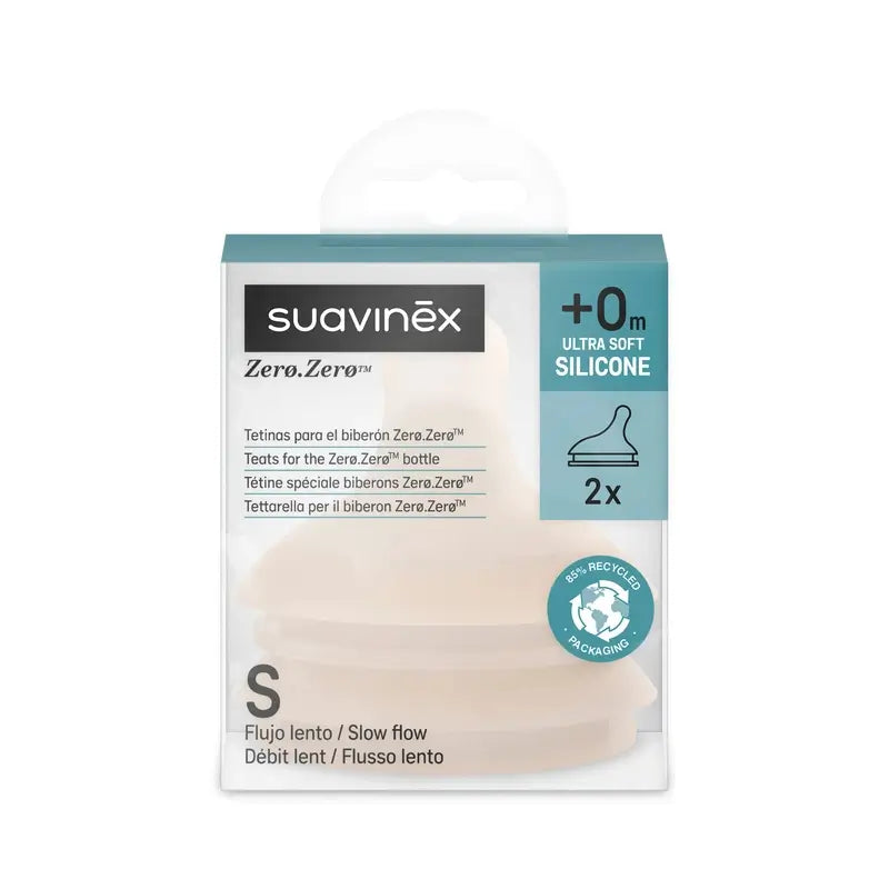 Suavinex balenie 2 cumlíkov Zero Zero s pomalým prietokom (S), +0 mesiacov, Light