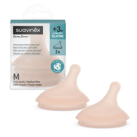 Suavinex balenie 2 cumlíkov Zero Zero so stredným prietokom (M), od 3 mesiacov, stredný