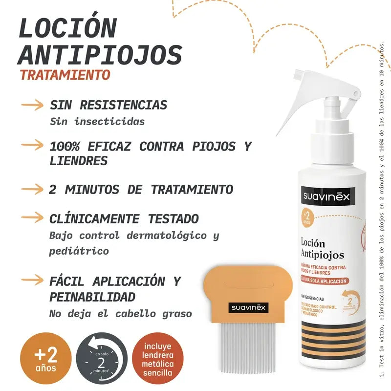 Suavinex Pack – prípravok proti všiam 125 ml + ochranný šampón 250 ml + hrebeň na vši, od 2 rokov