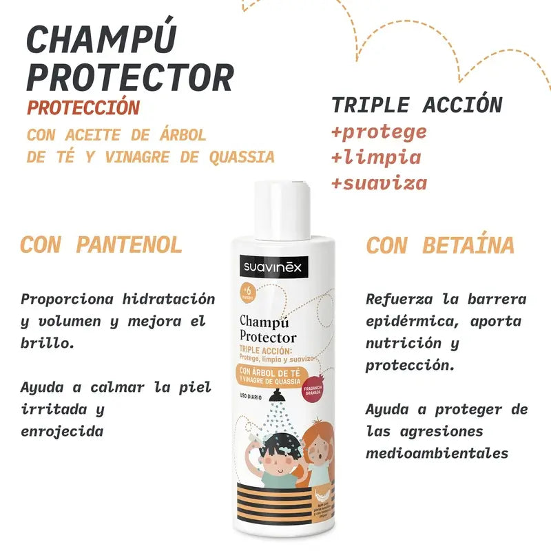 Suavinex Pack – prípravok proti všiam 125 ml + ochranný šampón 250 ml + hrebeň na vši, od 2 rokov