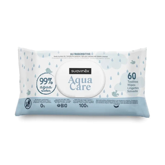 Suavinex vlhčené utierky Aqua Care, 60 kusov