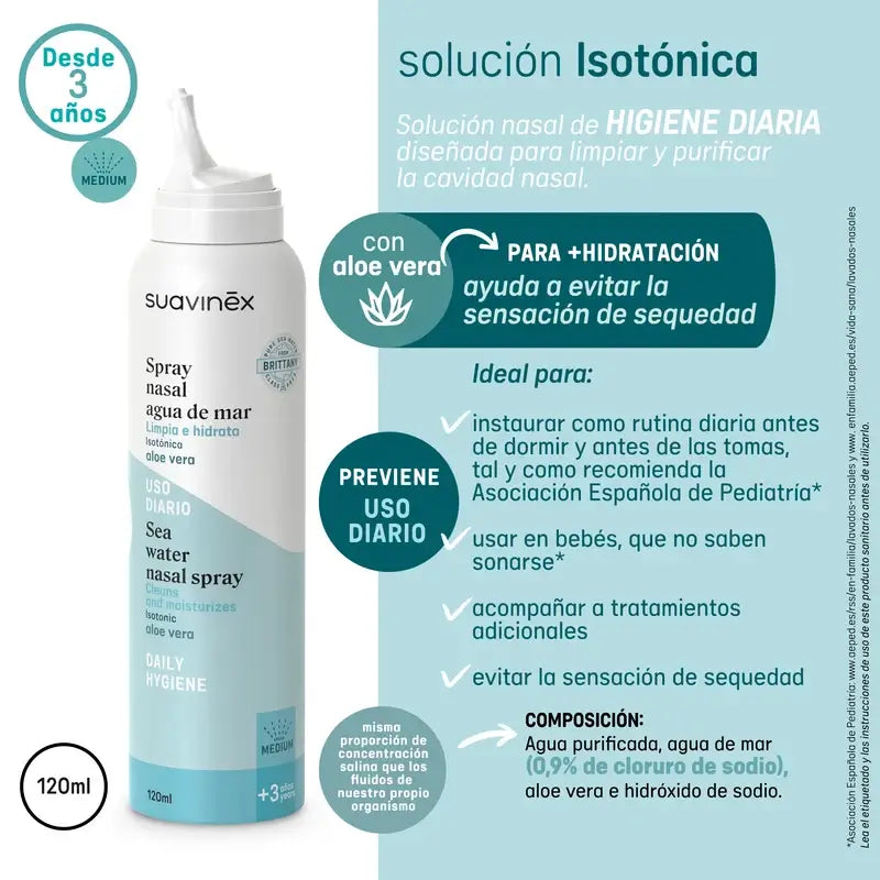 Suavinex Izotonický nosný sprej pre deti, od 3 rokov, každodenná hygiena, 120 ml