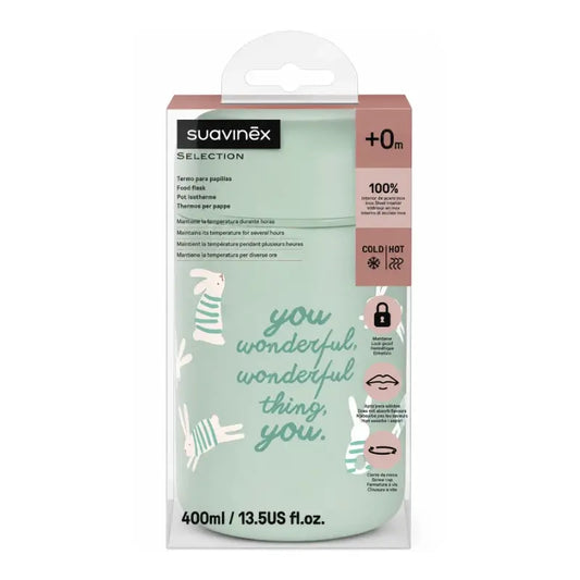 Suavinex Termoska na kašu 400 ml, Wonderland – zelená