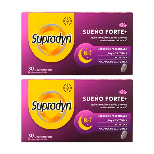 Supradyn Sueño Forte+ znižuje počet nočných prebudení, balenie 2 x 30 tabliet