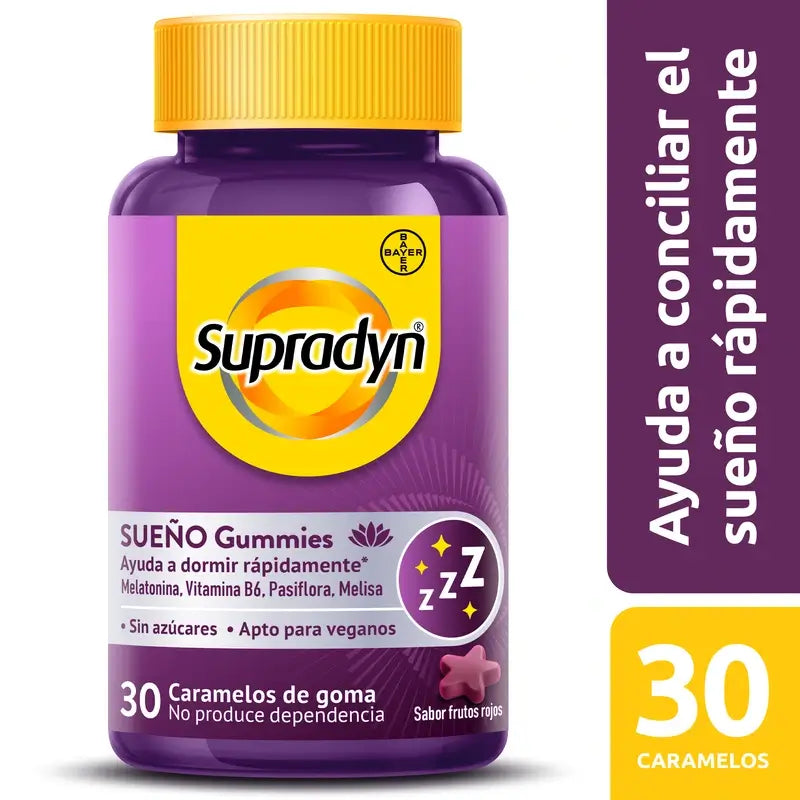 Supradyn Spánok a pokoj – gumené cukrovinky s melatonínom a vitamínom B6, 30 cukroviniek