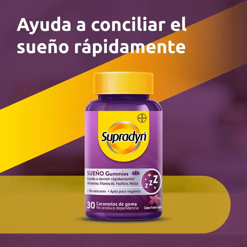 Supradyn Spánok a pokoj – gumené cukrovinky s melatonínom a vitamínom B6, 30 cukroviniek