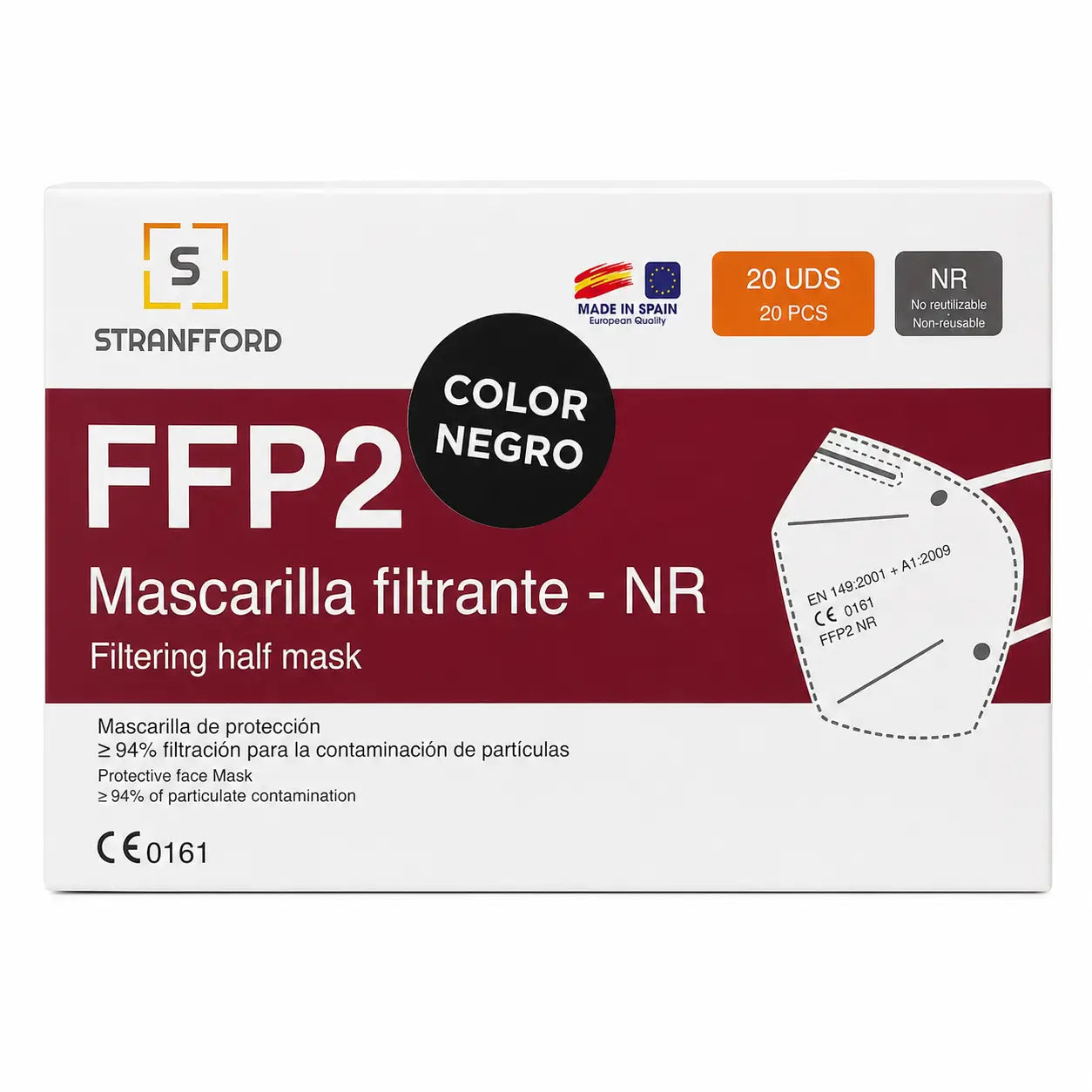 Surgicalmed Ochranná maska FFP2-NR, čierna, 20 kusov
