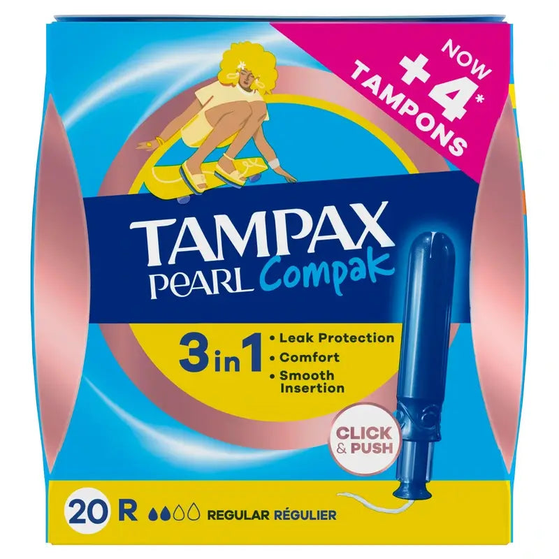 Tampax Pearl Compak Regular tampóny s aplikátorom, 20 kusov