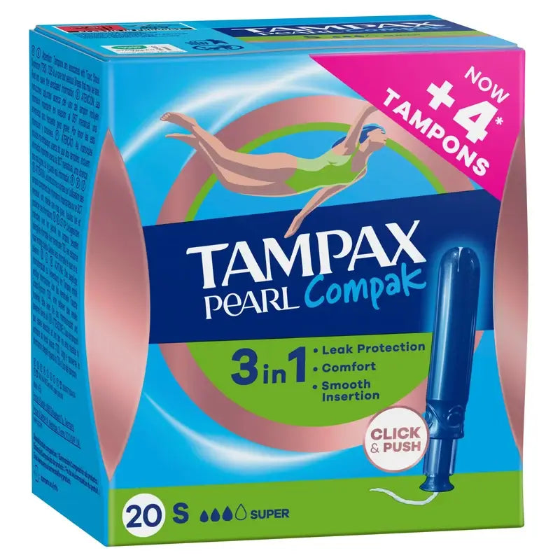 Tampax Pearl Compak Super tampóny s aplikátorom, 20 kusov