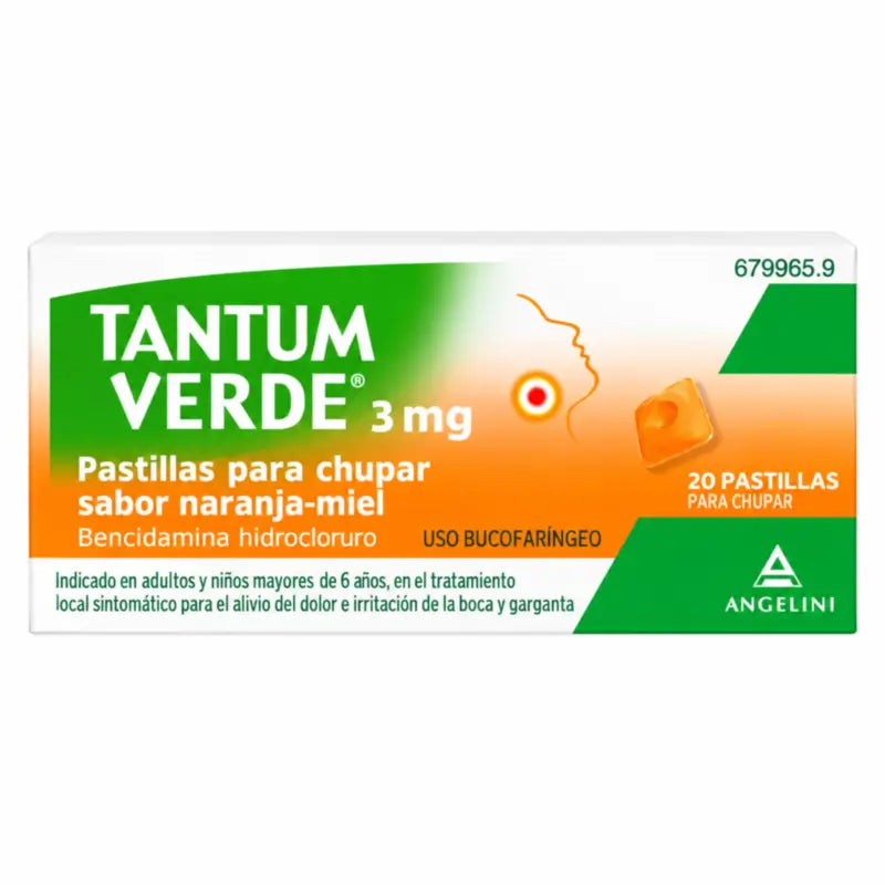 Tantum Verde s príchuťou pomaranča a medu, 20 pastiliek na cmúľanie