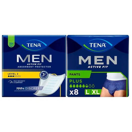 TENA Men Level 2 – inkontinencia, 1x20 ks + TENA Men Pants Active Large, 1x8 ks