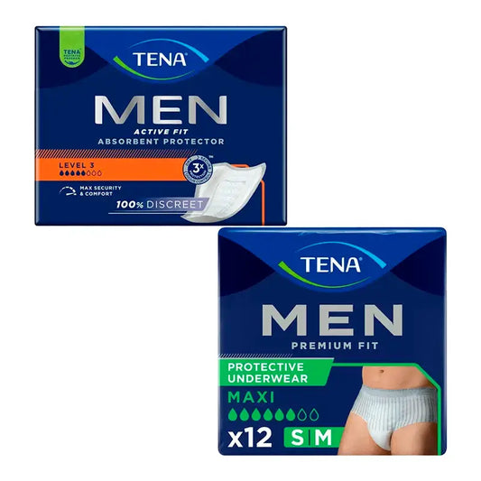TENA Men Level 3 – inkontinencia, 1 balenie po 16 ks + TENA Men Pants Premium Fit M, 1 balenie po 12 ks