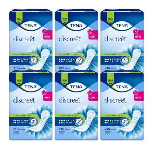 Tena Pack Discreet Extra Plus, 6 X 16 Units