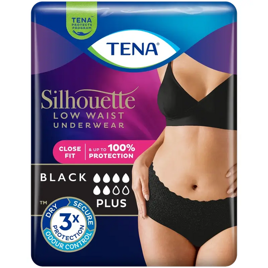 Tena Silhouette čierna, nízky pás, veľkosť L, 10 kusov