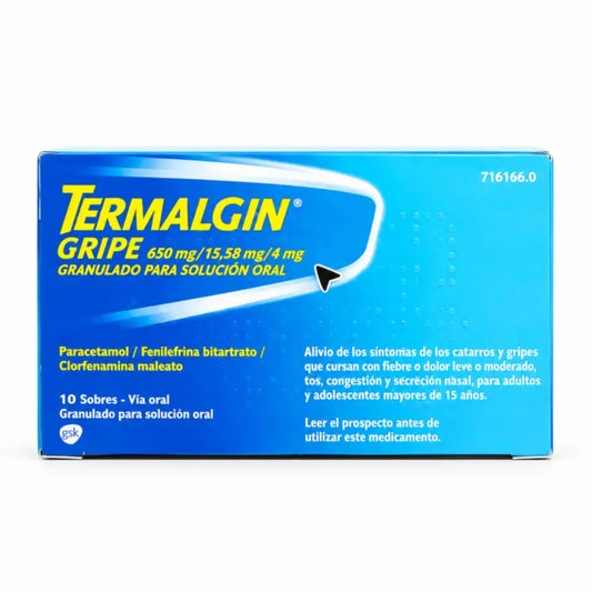 Termalgin Gripe 650 mg granulát na prípravu perorálneho roztoku, 10 vrecúšok