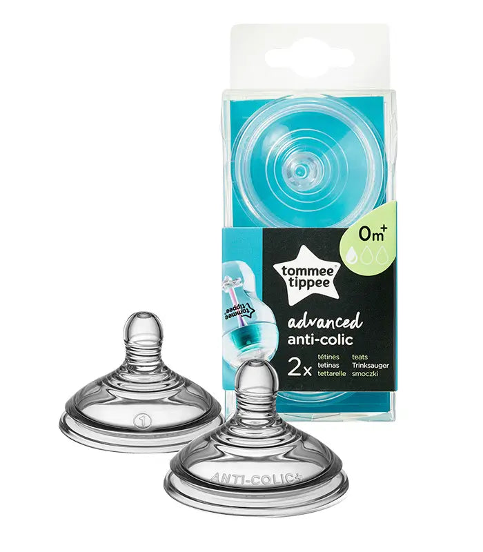 Tomme Tippee Anti-Colic Bottle Nipple Slow Flow Pack, 2 Pcs.