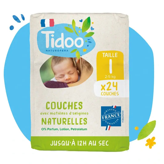 Tidoo Plienky veľkosť 1, 2/5 kg, ekologické, 24 kusov