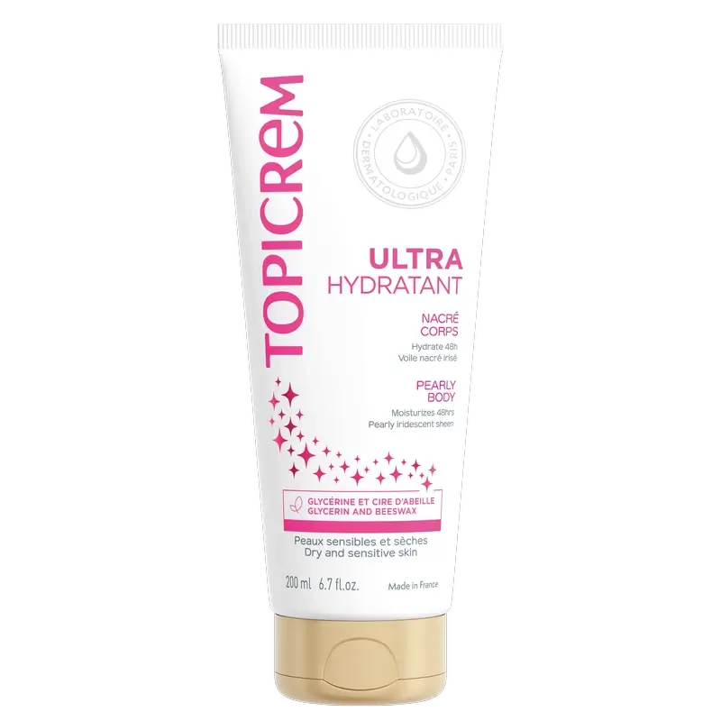 Topicrem Ultra-hydratačný telový mliečny krém s perleťovým efektom 200 ml