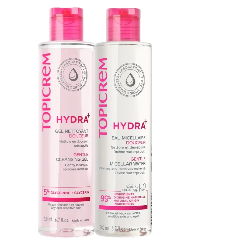 Topicrem Hydra+ Čistiaci gél 200 ml + micelárna voda 200 ml 40 % 
