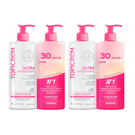 Topicrem Hydratačné telové mlieko, balenie 4 x 500 ml