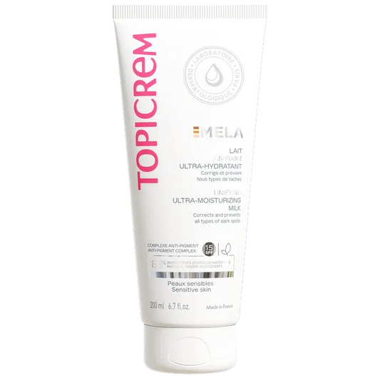 Topicrem Mela Ultra-hydratačný telový krém na zjednotenie tónu pleti SPF 15, 200 ml