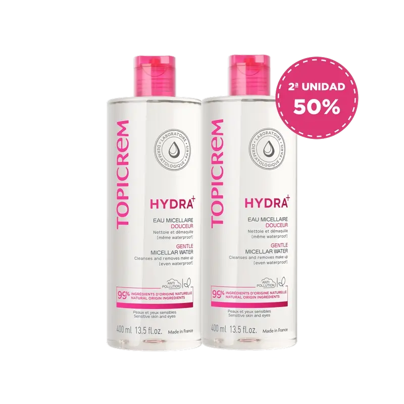 Topicrem Pack Hydra+ Jemná micelárna voda, 2x400 ml