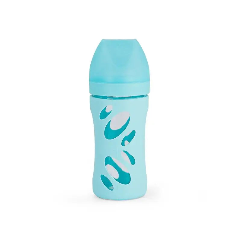 Twistshake Sklenená fľaša proti kolike, modrá, 260 ml