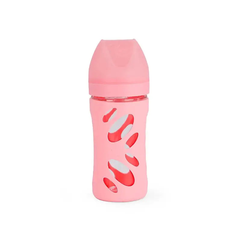 Twistshake sklenená fľaša proti kolike, ružová, 260 ml