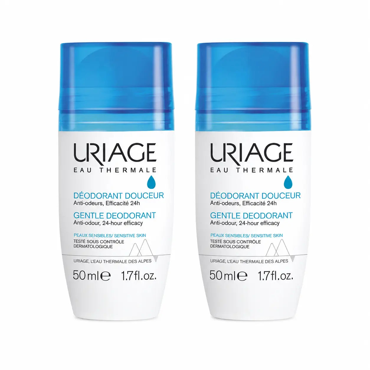 Uriage Jemný dezodorant 50 ml pre citlivú pokožku 24 hodín, balenie po 2 kusoch