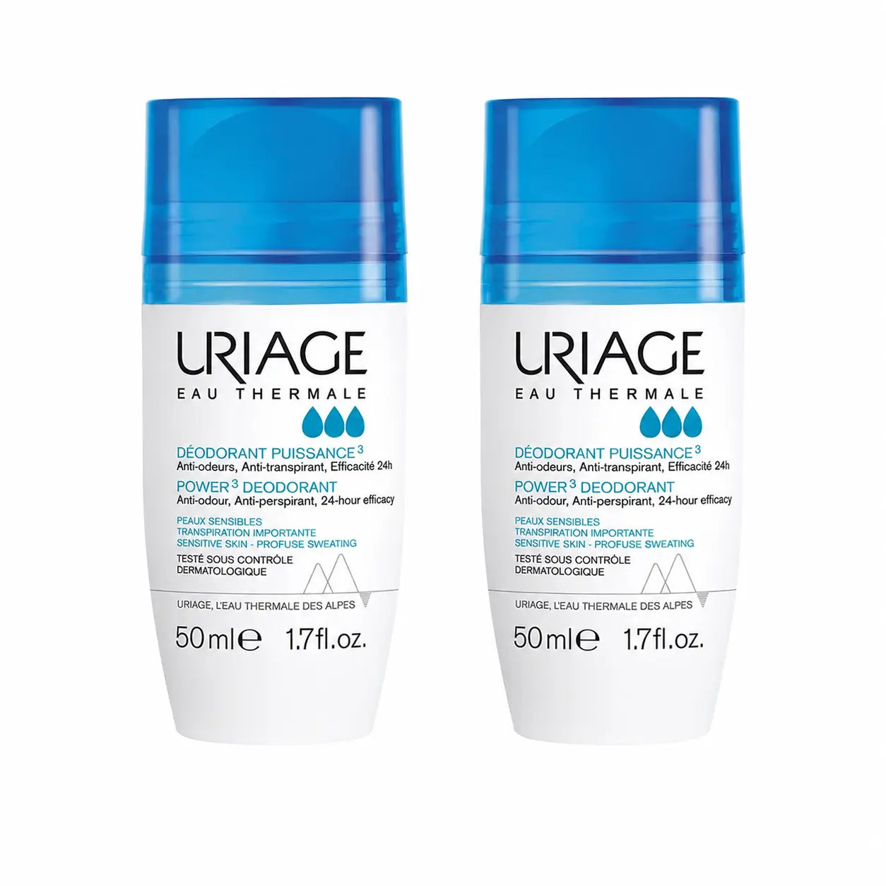 Uriage Triactivo dezodorant 50 ml, účinnosť 24 hodín, balenie po 2 ks