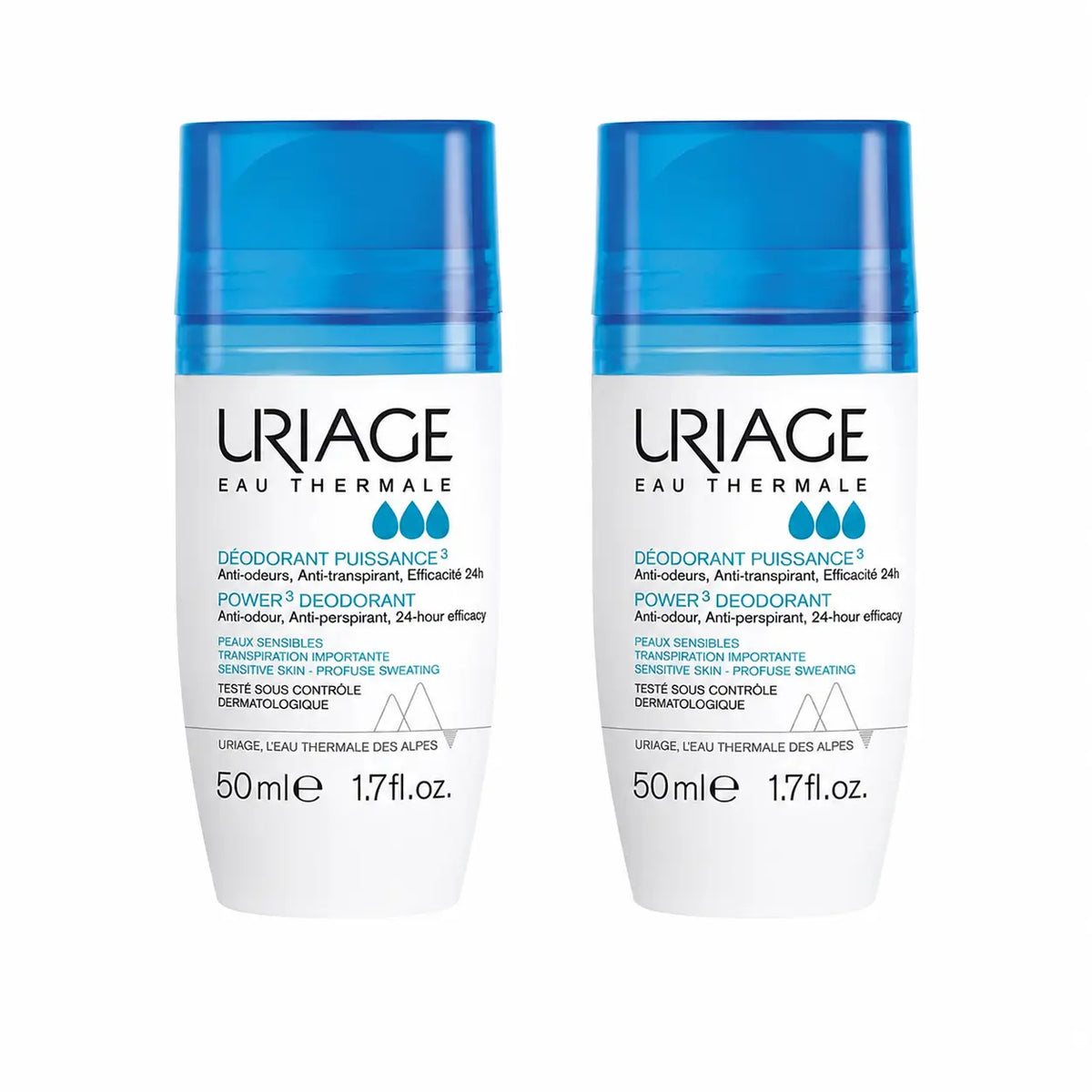 Uriage Triactivo dezodorant 50 ml, účinnosť 24 hodín, balenie po 2 ks