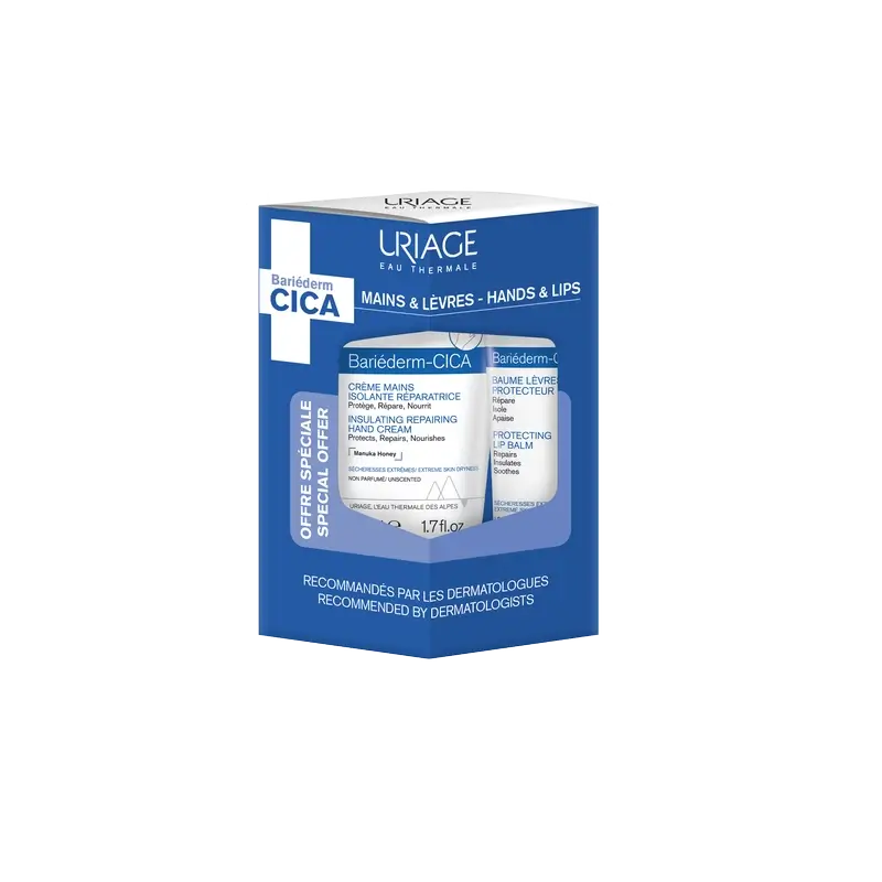 Uriage Promo Bariéderm-Cica Krém na ruky, 50 ml + balzam na pery 15 ml 