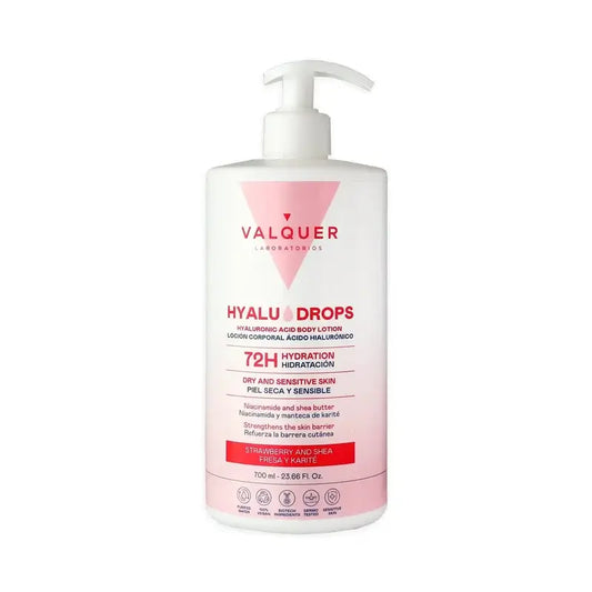 Valquer Hyaludrops Telový krém s príchuťou jahody a karité, 72-hodinová hydratácia, 700 ml